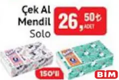 SOLO ÇEK AL MENDİL 150'Lİ SOLO ÇEK AL MENDİL 150'Lİ